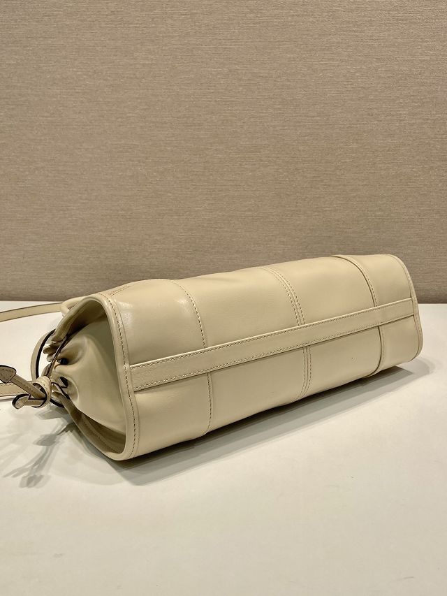 Prada original calfskin bonnie medium tote bag 1BA426 beige