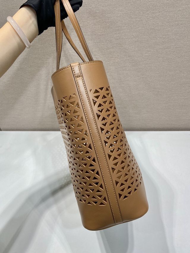 Prada original calfskin medium tote bag 1BG503 caramel