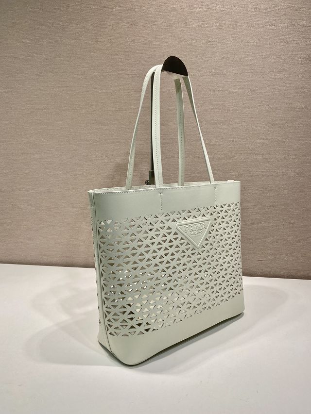 Prada original calfskin medium tote bag 1BG503 white