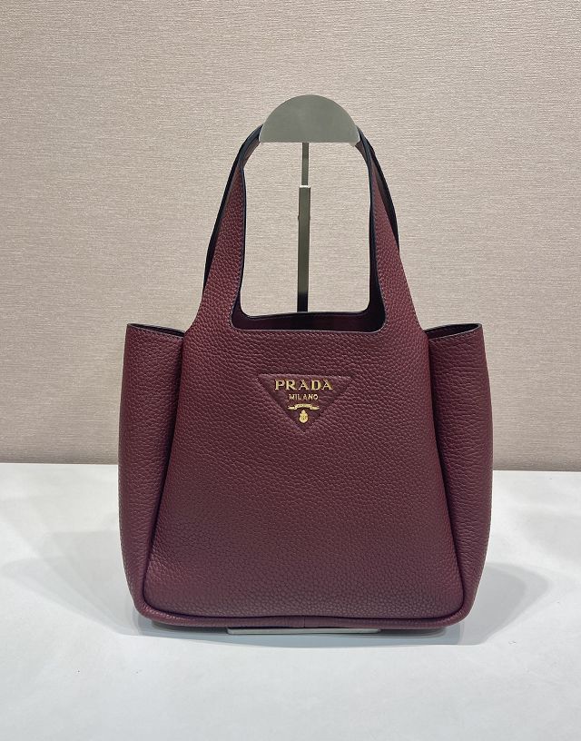 Prada original calfskin small tote bag 1BG335 bordeaux