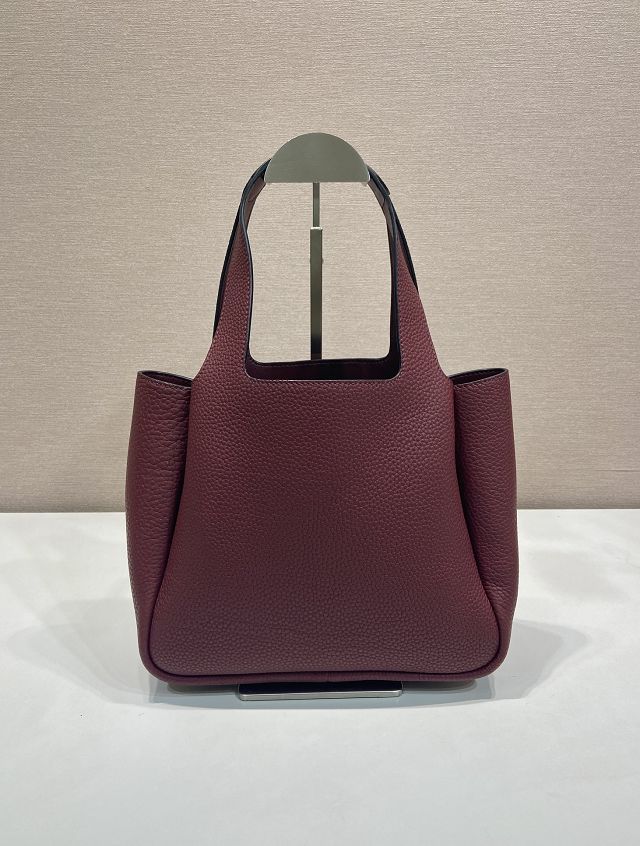 Prada original calfskin small tote bag 1BG335 bordeaux
