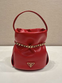 Prada original lambskin petit sac noir mini bucket bag 1BE088 red