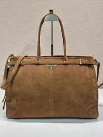Prada original suede bonnie maxi tote bag 1BA439 brown