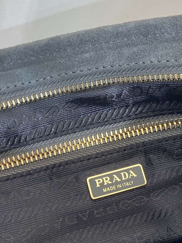 Prada original suede bonnie medium tote bag 1BA426 grey