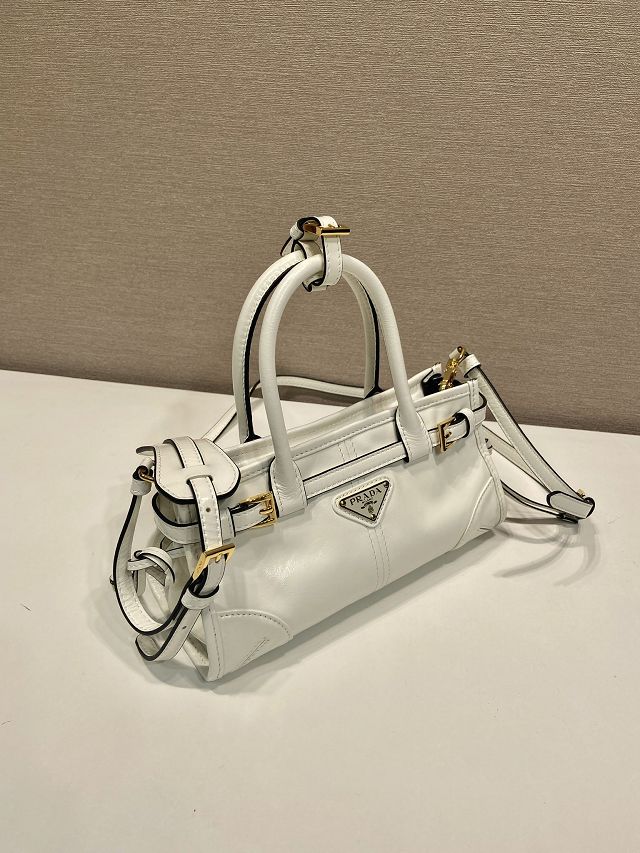Prada original calfskin bonnie mini tote bag 1BA486 white
