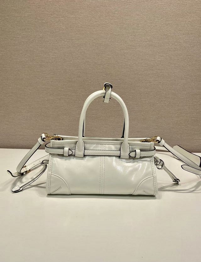 Prada original calfskin bonnie mini tote bag 1BA486 white