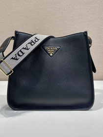 Prada original calfskin large shoulder bag 1BC073 black