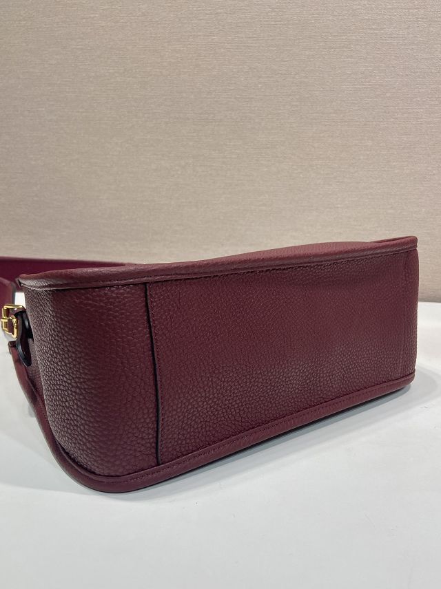 Prada original calfskin large shoulder bag 1BC073 burgundy