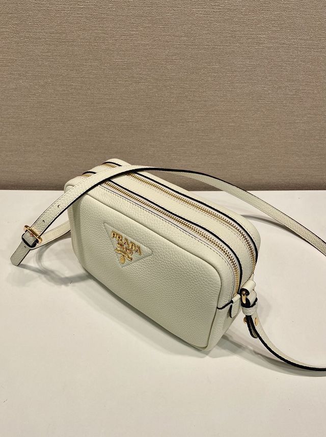 Prada original calfskin small shoulder bag 1BD082 white