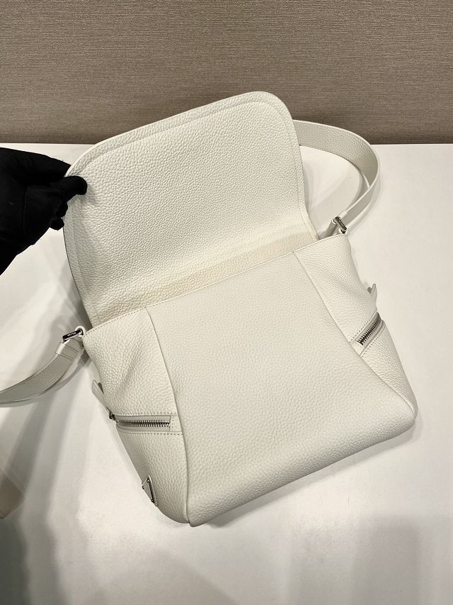 Prada original calfskin small shoulder bag 2VD056 white