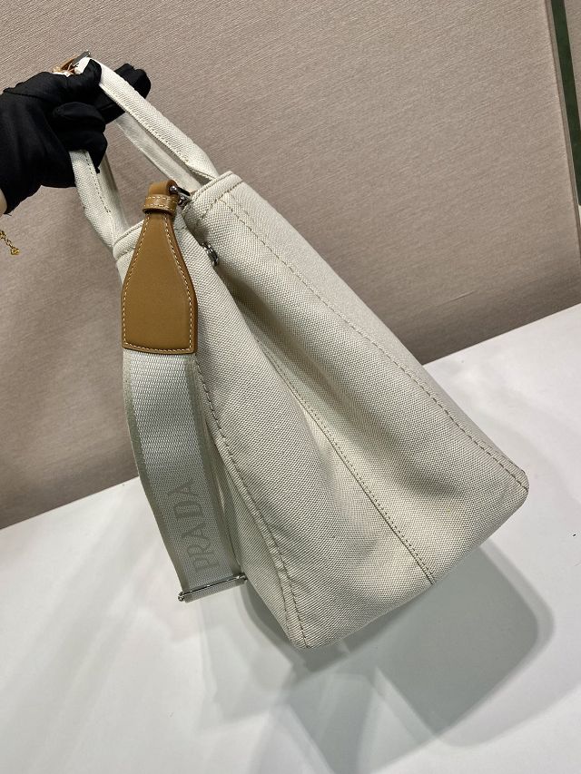Prada original canvas jardiniere large handbag 2VG131 white