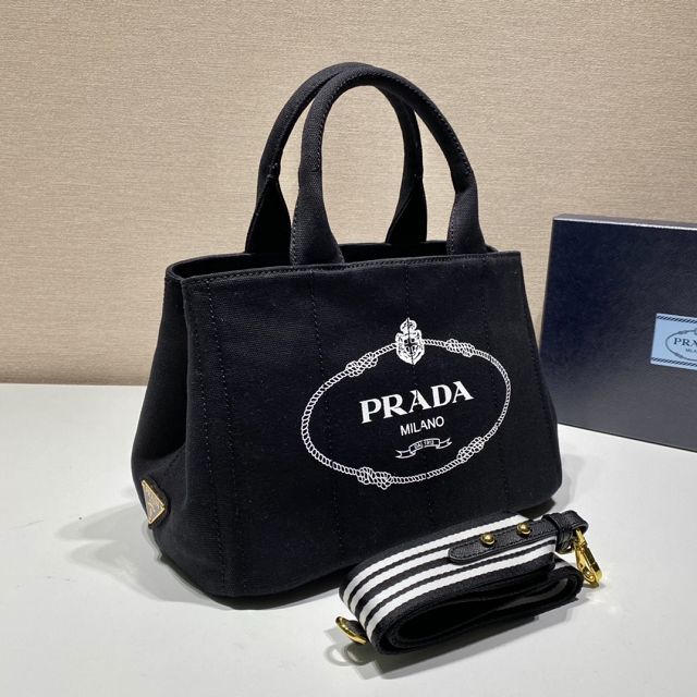Prada original canvas jardiniere medium handbag 1BG439 black