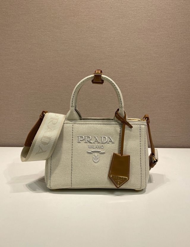 Prada original canvas jardiniere mini handbag 1BA038 white