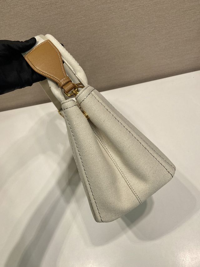 Prada original canvas jardiniere small handbag 1BG464 white