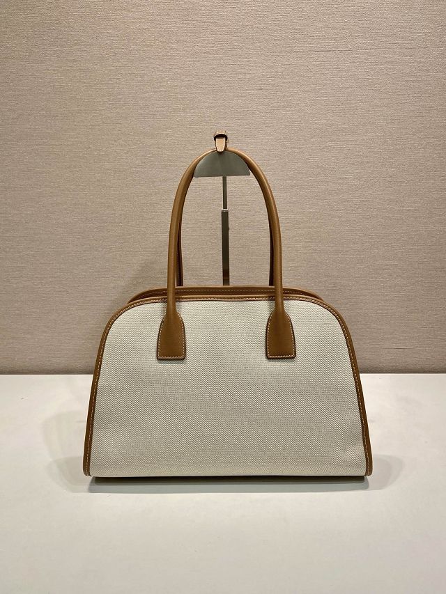 Prada original canvas top handle bag 1BG572 brown
