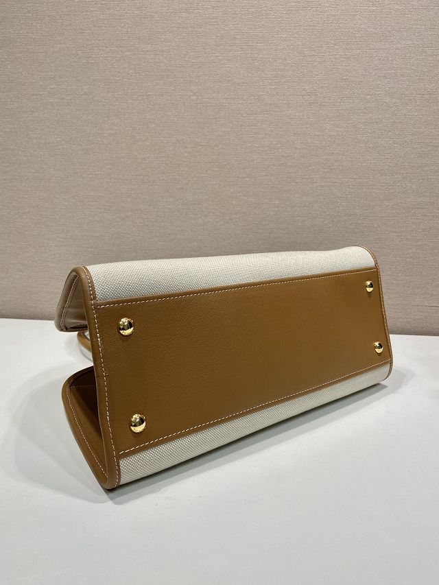 Prada original canvas top handle bag 1BG572 brown