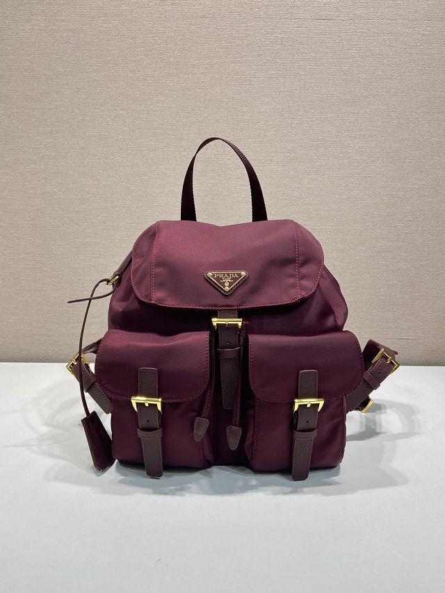 Prada original nylon small backpack 1BZ677 burgundy