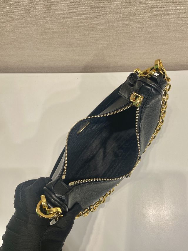 Prada original saffiano calfskin re-edition mini bag 1BC204 black