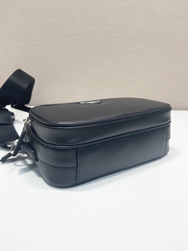 Prada original saffiano calfskin small shoulder bag 2VH170 black 