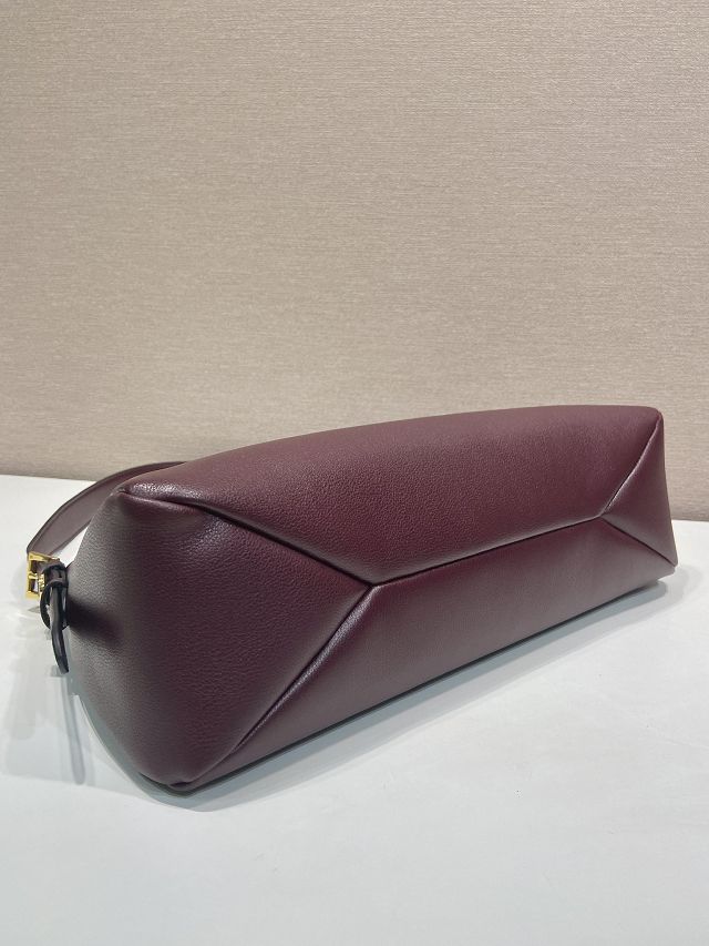 Prada original soft calfskin aimee large shoulder bag 1BC228 burgundy