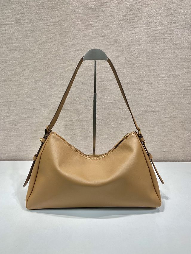 Prada original soft calfskin aimee large shoulder bag 1BC228 caramel