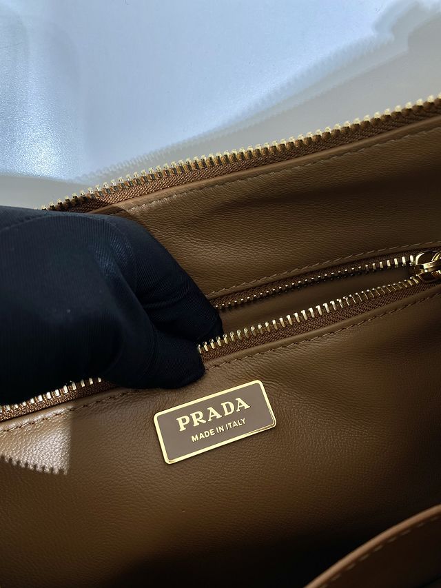 Prada original soft calfskin aimee large shoulder bag 1BC228 caramel