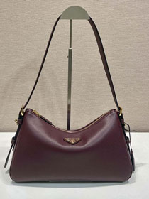 Prada original soft calfskin aimee medium shoulder bag 1BC229 burgundy