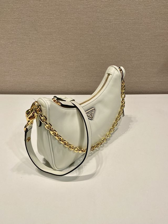 Prada original soft calfskin re-edition mini bag 1BC204 white