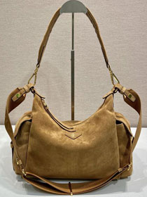 Prada original suede explore shoulder bag 1BC264 caramel