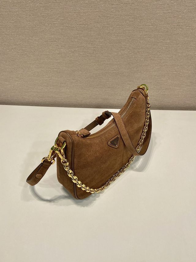 Prada original suede re-edition mini bag 1BC204 brown