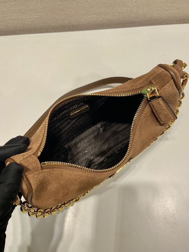 Prada original suede re-edition mini bag 1BC204 brown