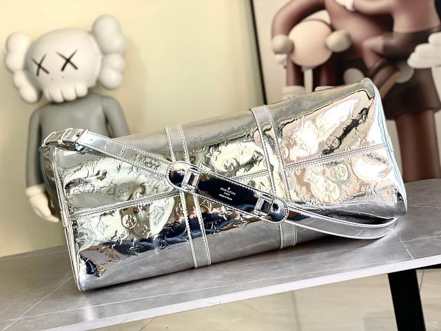 Louis vuitton original miroir canvas keepall 45 M26463 silver