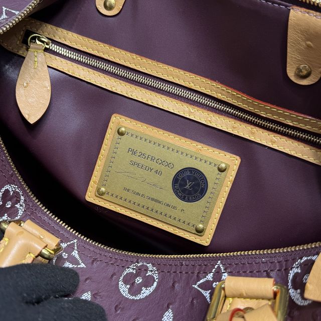 Louis vuitton original ostrich calfskin speedy P9 40 N85703 burgundy