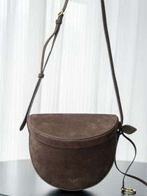Alaia original nubuck calfskin hip bag AL0001 dark brown
