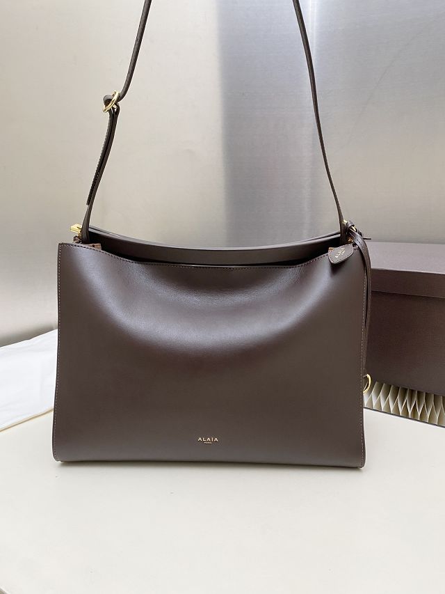 Alaia original calfskin le click medium square bag AL0018 dark brown