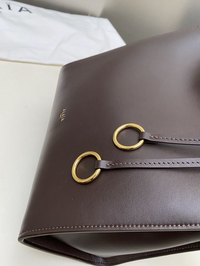 Alaia original calfskin le click small square bag AL0017 dark brown