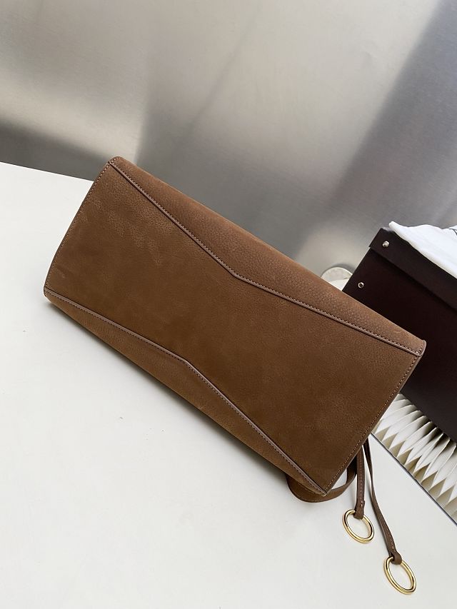 Alaia original nubuck calfskin le click medium square bag AL0018 brown