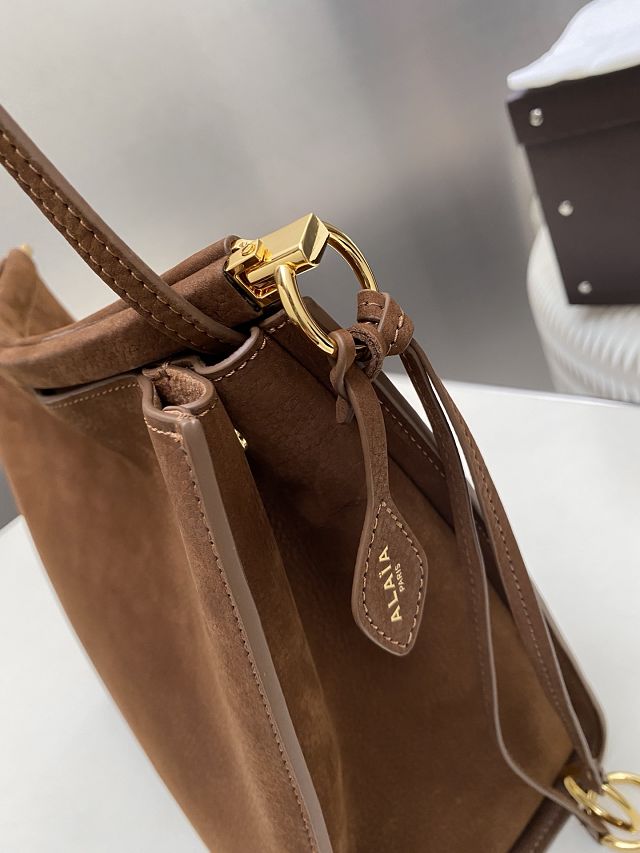 Alaia original nubuck calfskin le click small square bag AL0017 brown