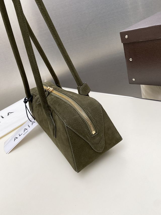 Alaia original nubuck calfskin le teckel medium bag AL0024 dark green