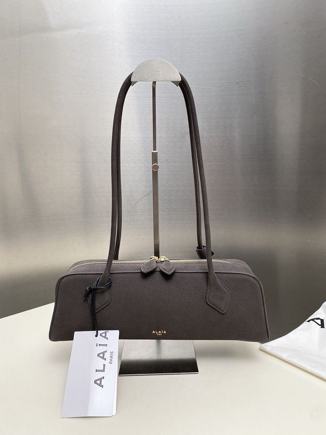 Alaia original nubuck calfskin le teckel medium bag AL0024 grey