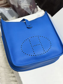 Hermes original togo leather evelyne pm shoulder bag E29 blue hydra