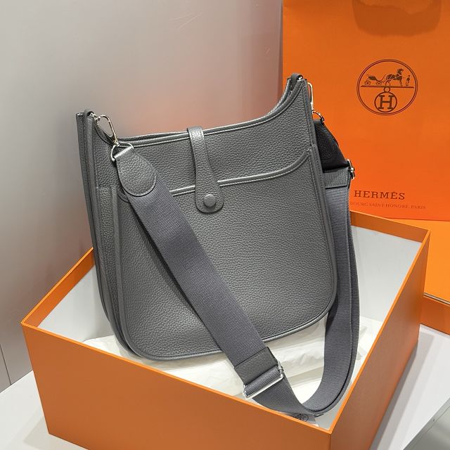 Hermes original togo leather evelyne pm shoulder bag E29 graphite