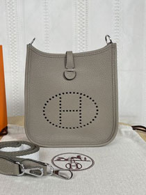 Hermes original togo leather mini evelyne tpm 17 shoulder bag E17 grey asphalte