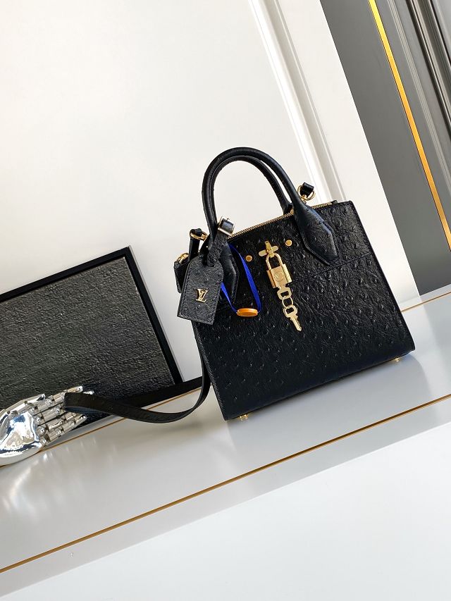 Louis vuitton original ostrich calfskin city steamer mini bag M85454 black