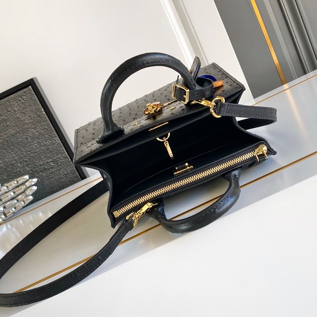 Louis vuitton original ostrich calfskin city steamer mini bag M85454 black