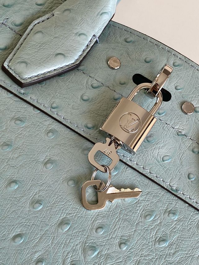 Louis vuitton original ostrich calfskin city steamer mini bag M85454 blue