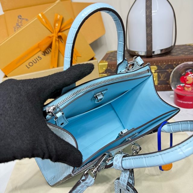 Louis vuitton original crocodile calfskin city steamer mini bag M95846 blue