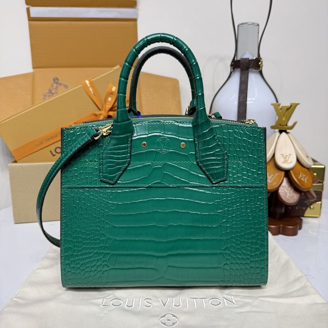 Louis vuitton original crocodile calfskin city steamer mini bag M95846 green
