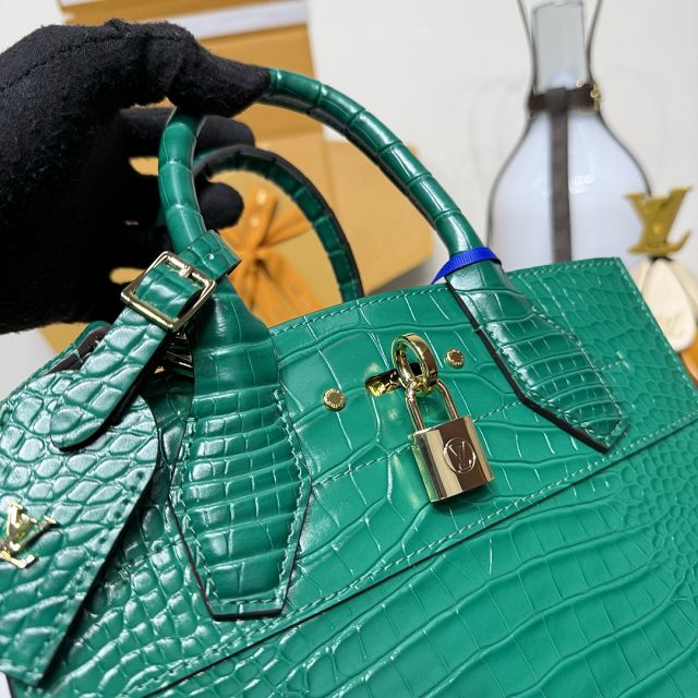 Louis vuitton original crocodile calfskin city steamer mini bag M95846 green