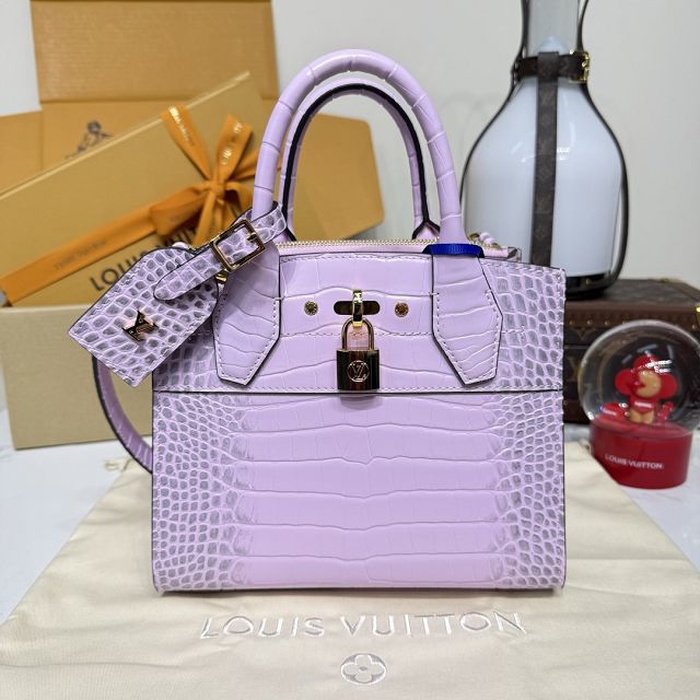 Louis vuitton original crocodile calfskin city steamer mini bag M95846 pink